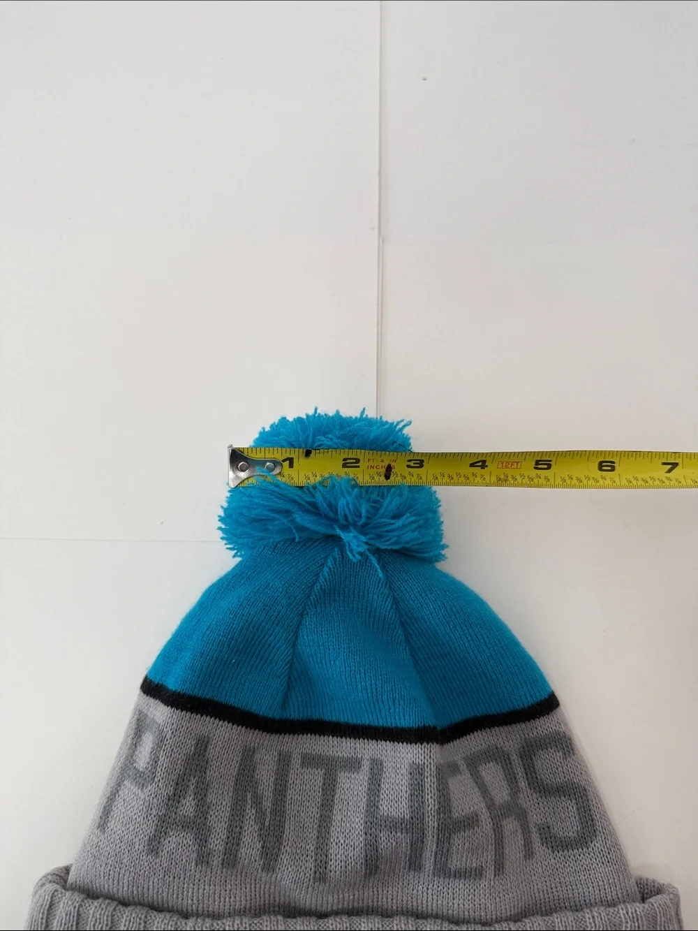 New Era Carolina Panthers NFL Gray and Teal Pom Beanie